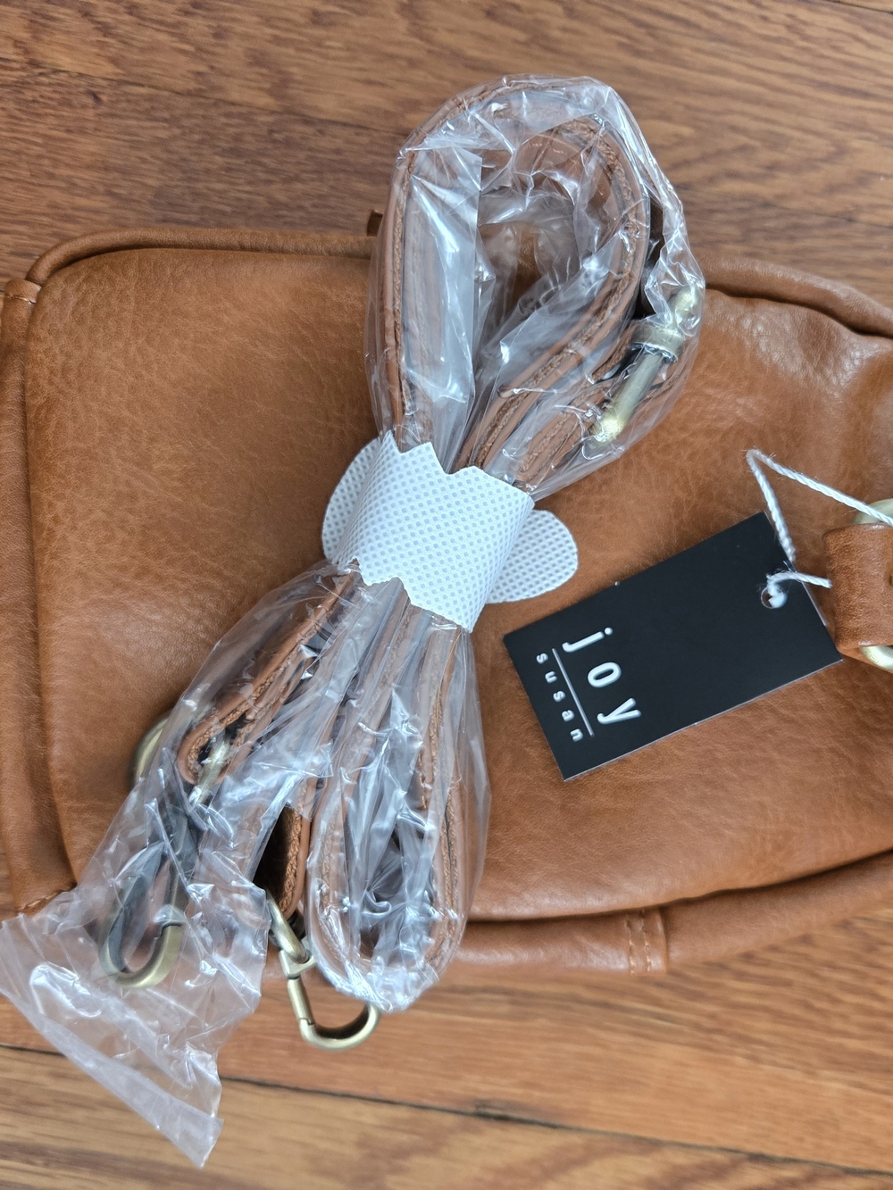 Leather Crossbody Sling Bag - Tan - Picture 2 of 2